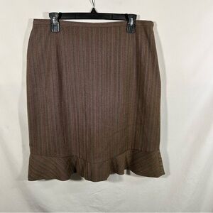 Amanda Smith Petites Ruffle Skirt, Herringbone, Brown Shades, Women’s Size 14P